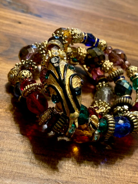 Extremely Rare Vintage Snake Bracelet With Various Rhinestones And Enamel, The Coming of the Serpent of Knowledge