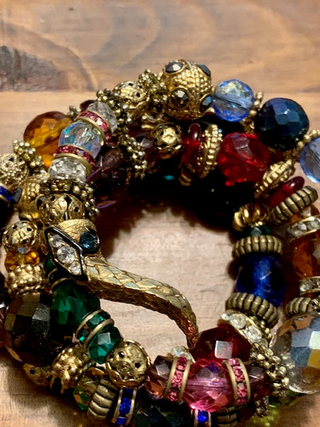 Extremely Rare Vintage Snake Bracelet With Various Rhinestones And Enamel, The Coming of the Serpent of Knowledge